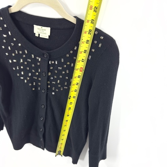 Kate Spade Tokyo Grid Rhinestone Jewel Cardigan Womens XS Cashmere Blend Luxury - Picture 8 of 9